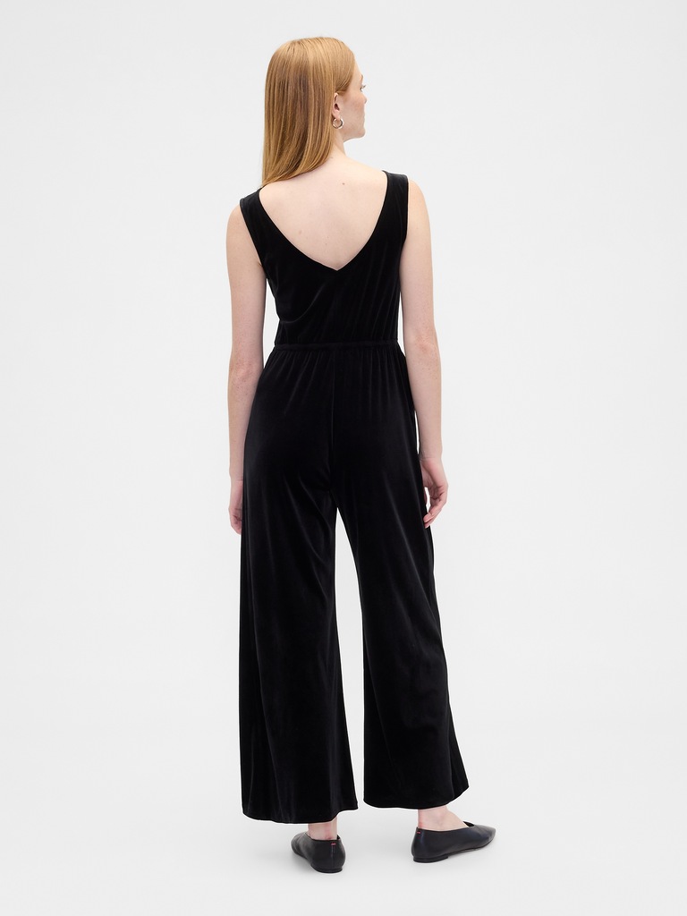 Recycled Velour Wide-Leg Jumpsuit