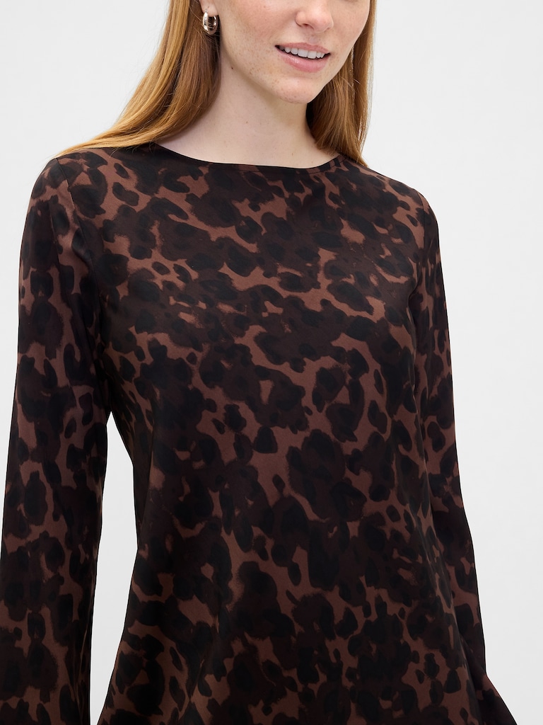 Satin Boatneck Mini Dress