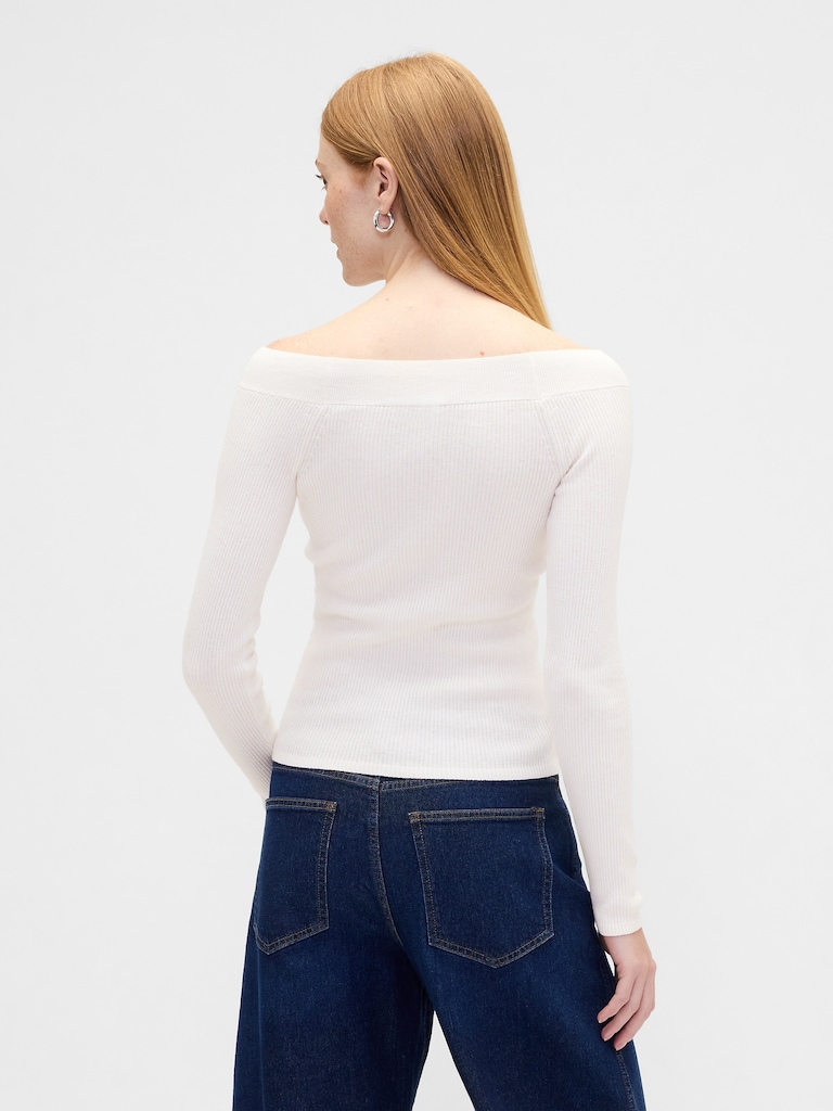 Ribbed Off-Shoulder Sweater