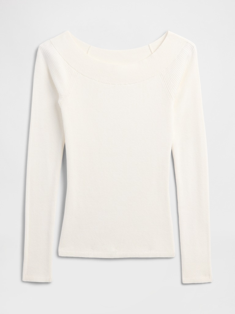 Ribbed Off-Shoulder Sweater