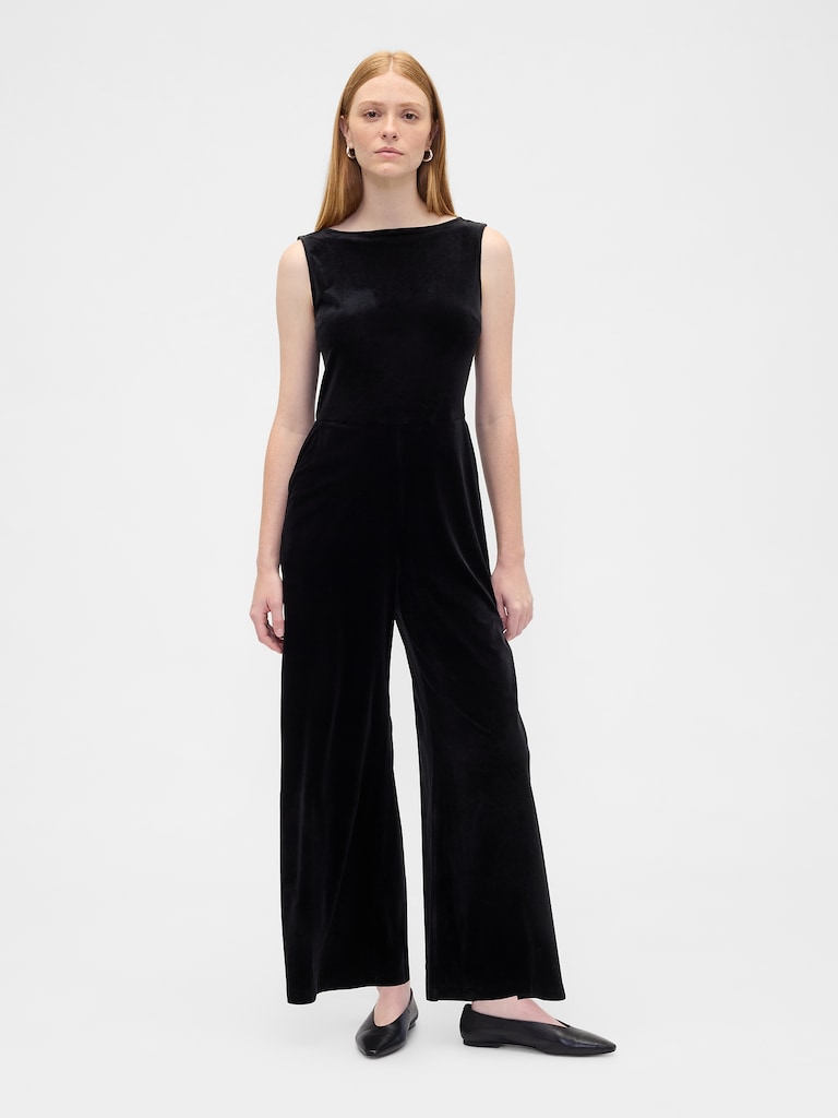 Recycled Velour Wide-Leg Jumpsuit