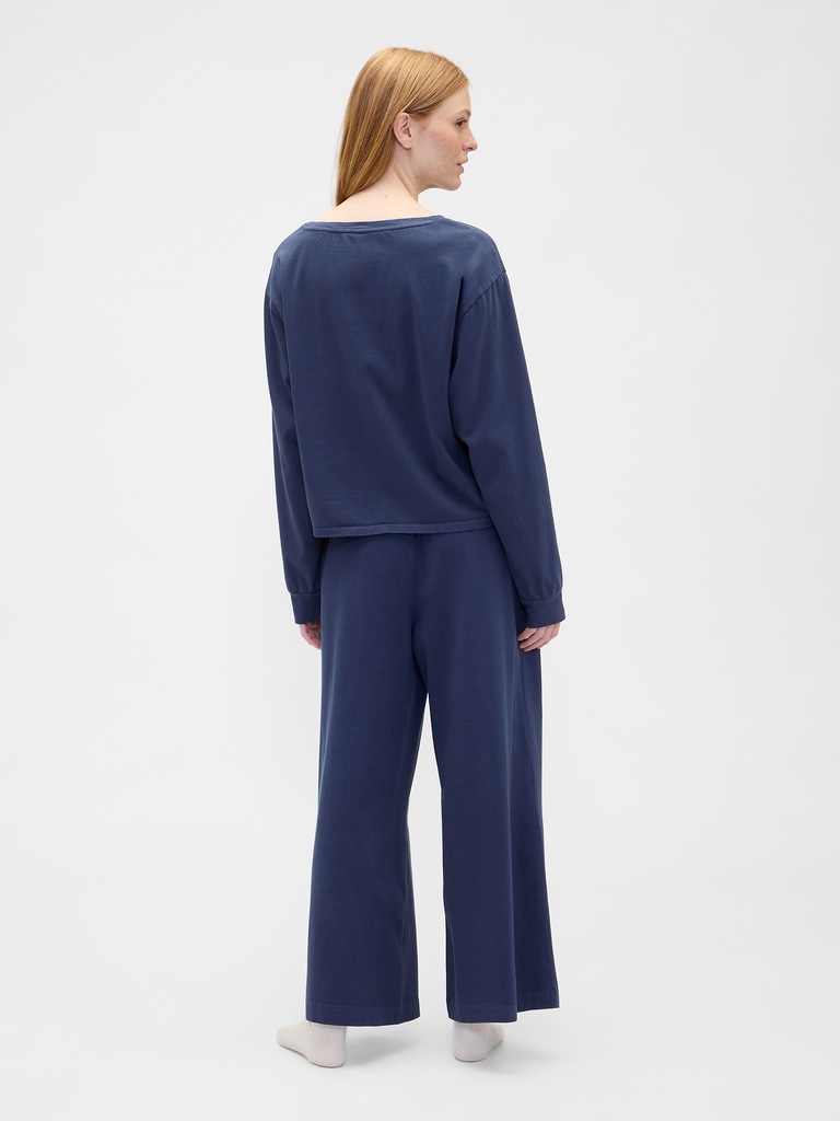 Heavyweight Pull-On Wide-Leg Crop Pants