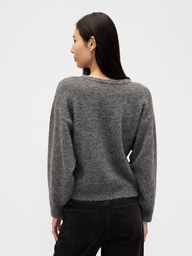 Fuzzy Argyle Crop Sweater