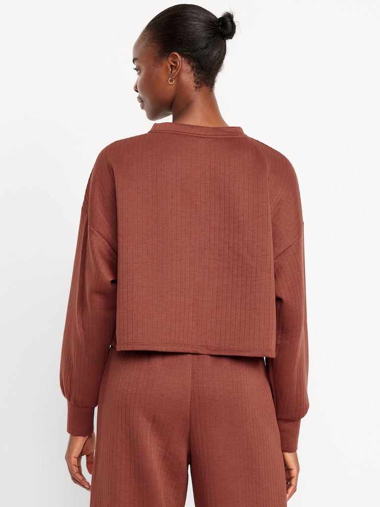 Bounce Fleece Quilted Crew-Neck Top