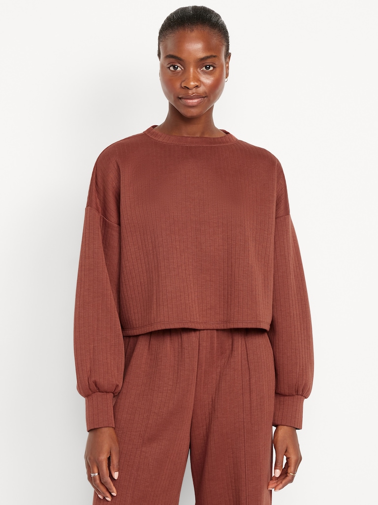 Bounce Fleece Quilted Crew-Neck Top