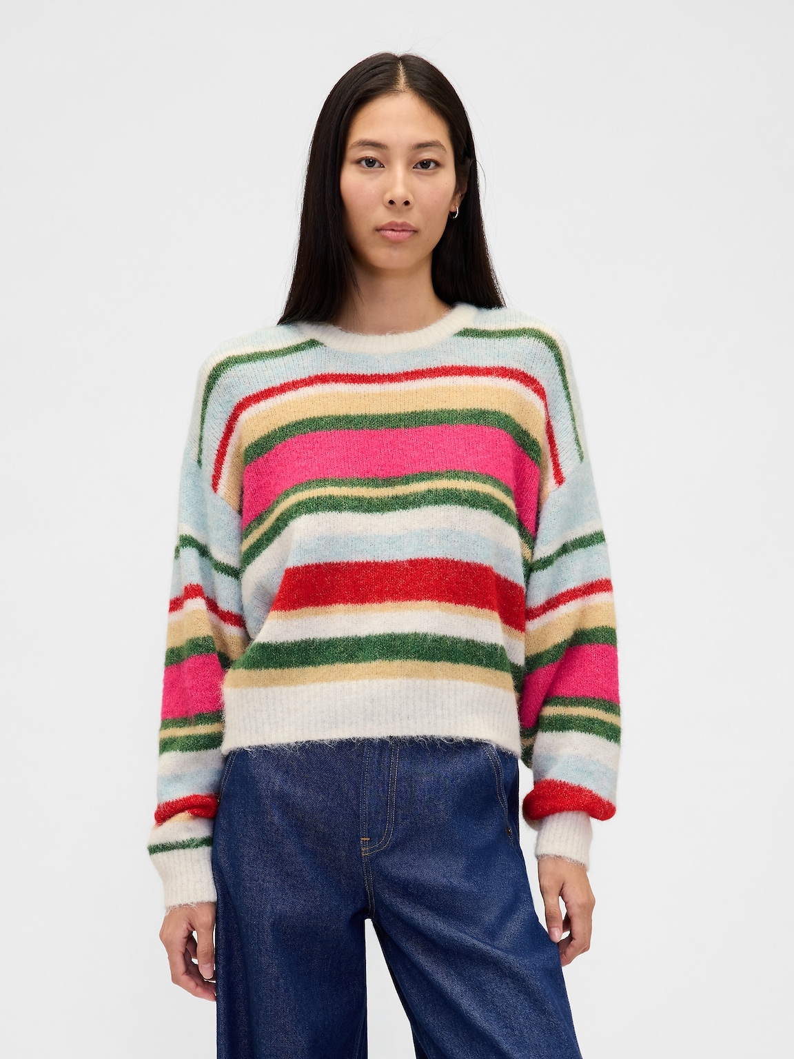 Fuzzy Oversized Crewneck Sweater