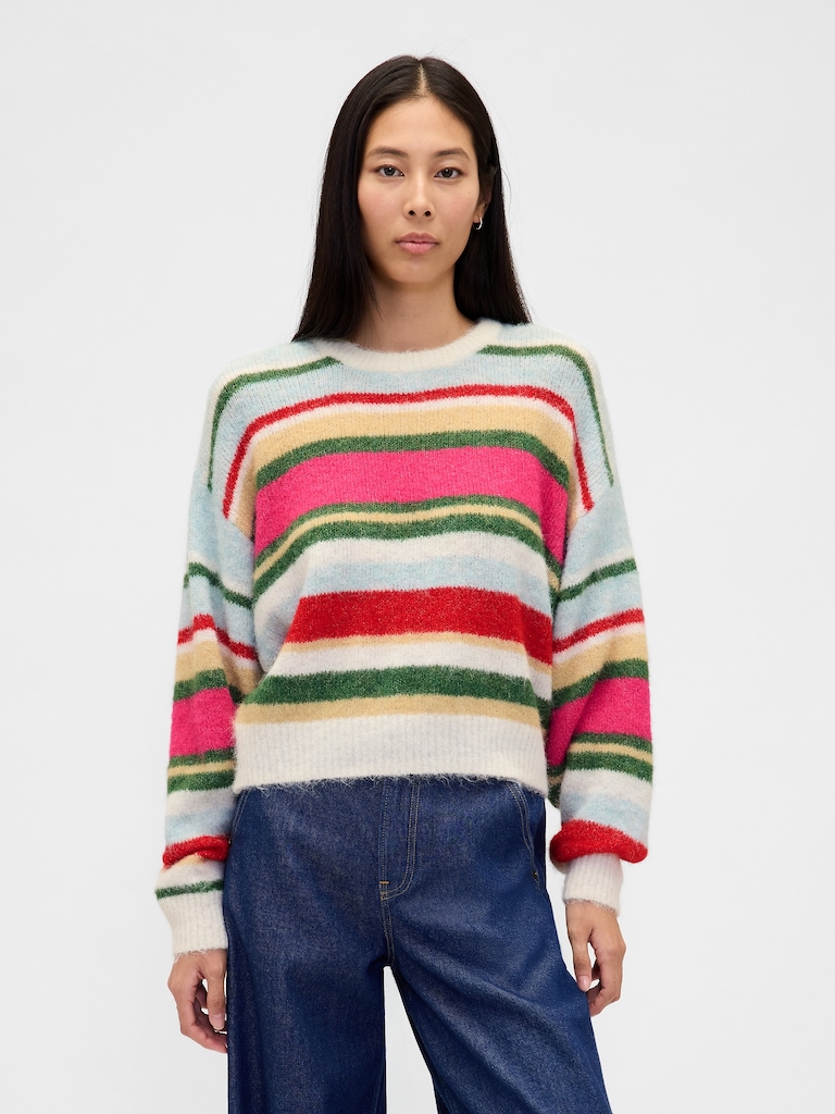 Fuzzy Oversized Crewneck Sweater