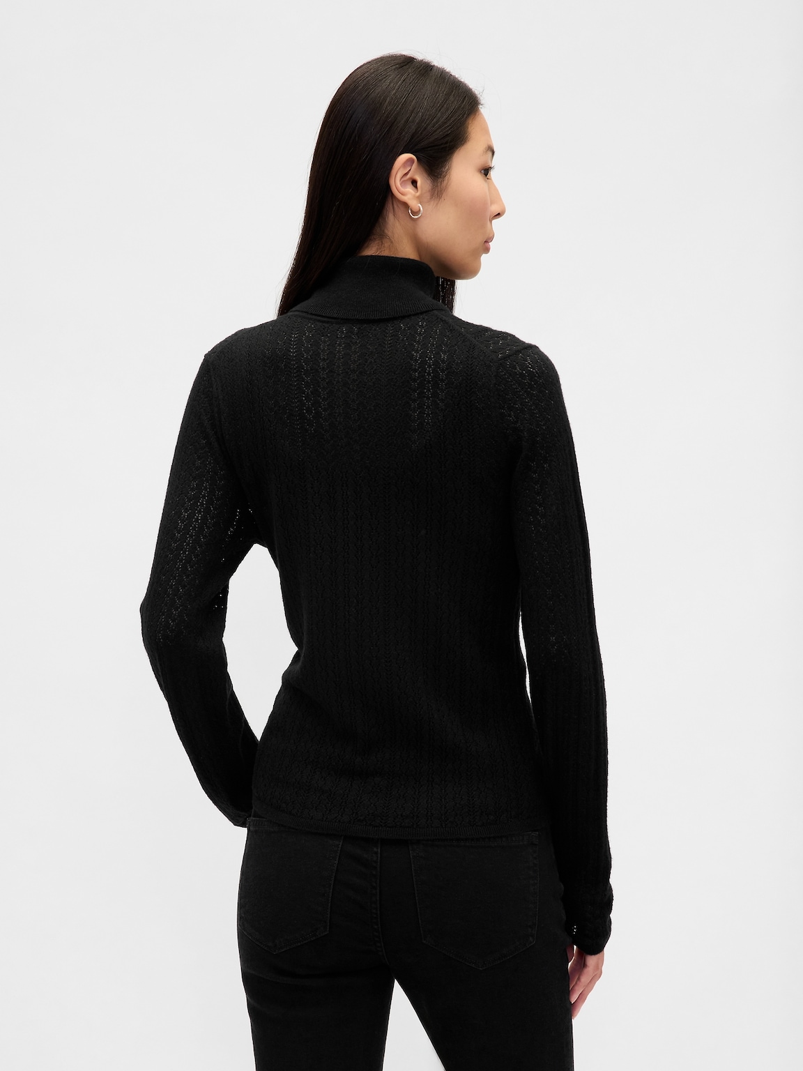 Pointelle Turtleneck Sweater