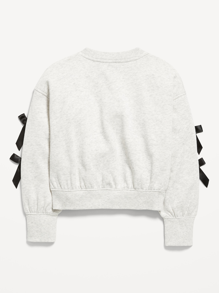 Cozy Bow-Sleeve Crew-Neck Sweatshirt for Girls
