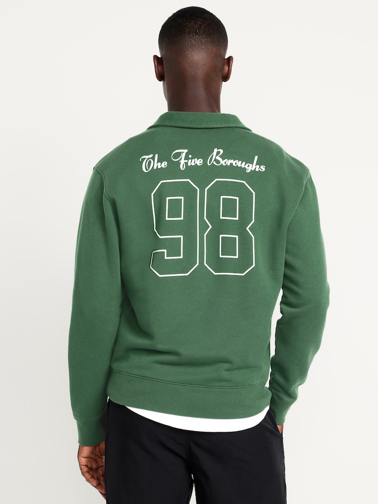 Collared Graphic Fleece Pullover