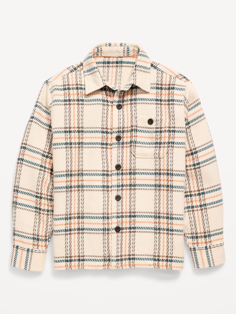 Long-Sleeve Textured Plaid Shirt for Boys