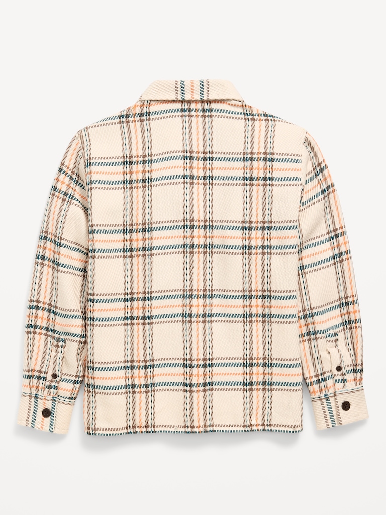 Long-Sleeve Textured Plaid Shirt for Boys