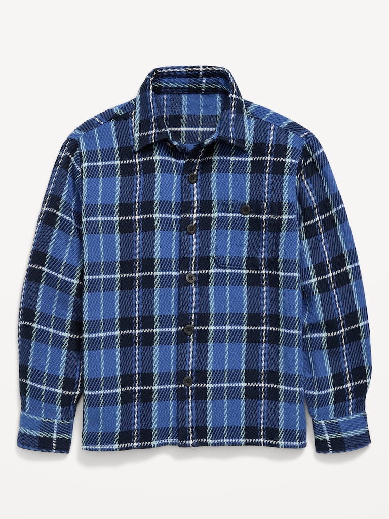 Long-Sleeve Textured Plaid Shirt for Boys