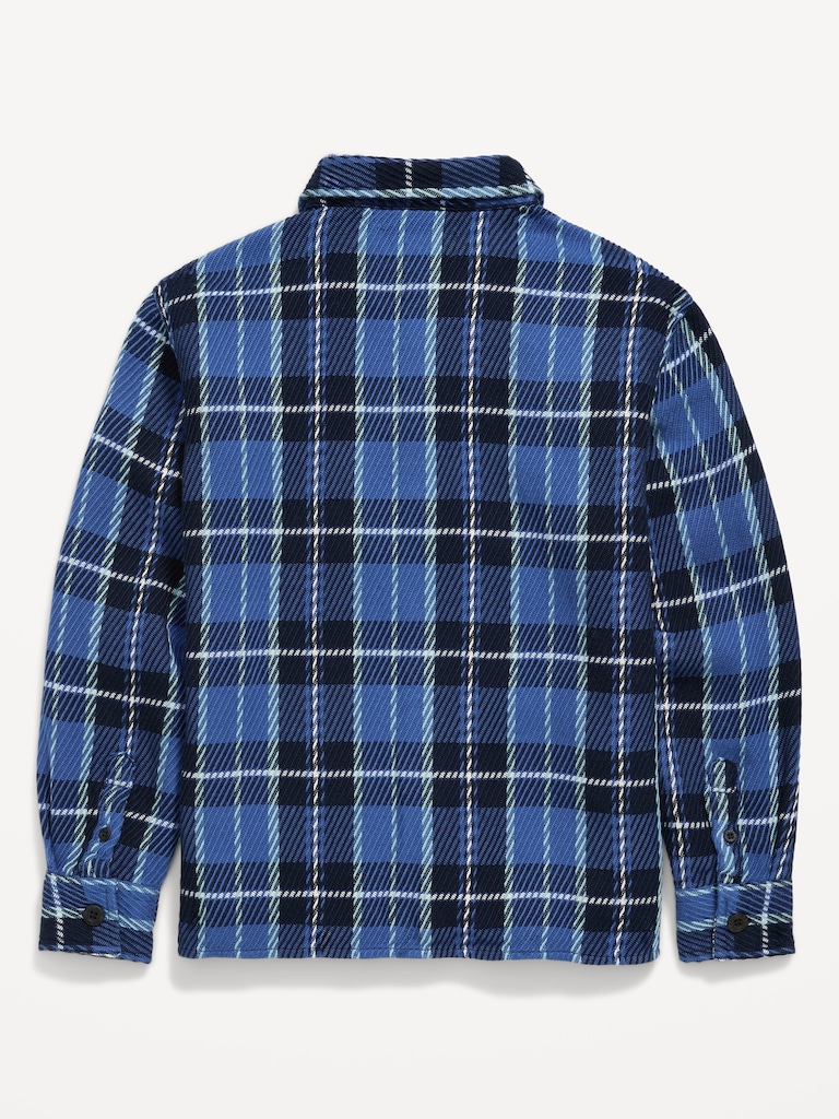 Long-Sleeve Textured Plaid Shirt for Boys