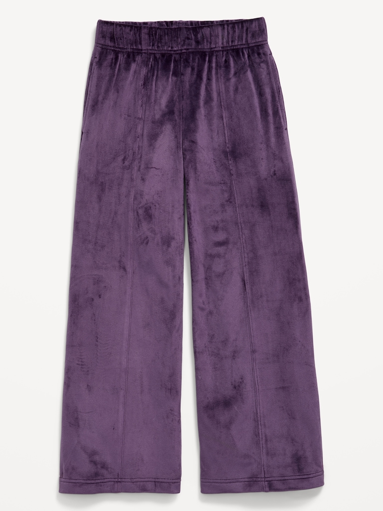 High-Waisted Velour Wide-Leg Pants for Girls