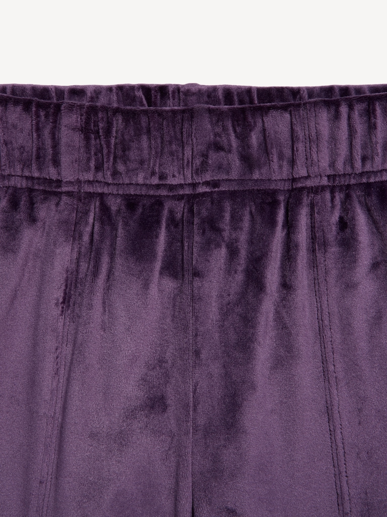 High-Waisted Velour Wide-Leg Pants for Girls