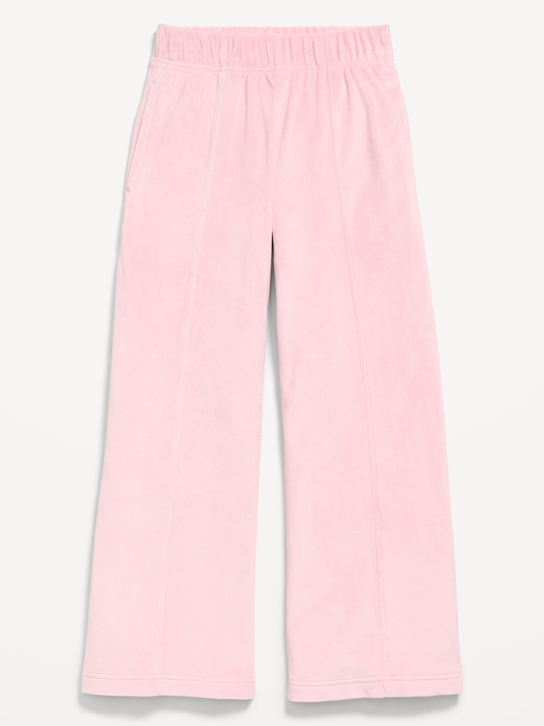 High-Waisted Velour Wide-Leg Pants for Girls
