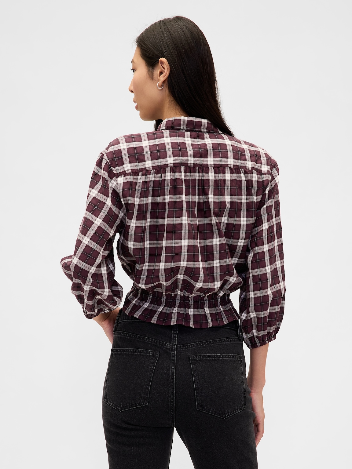Plaid Tie-Waist Top