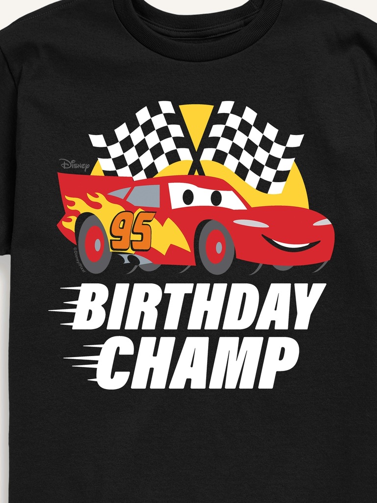 Disney Cars Lightning Mcqueen Birthday Champ Short Sleeve T-Shirt For Toddler