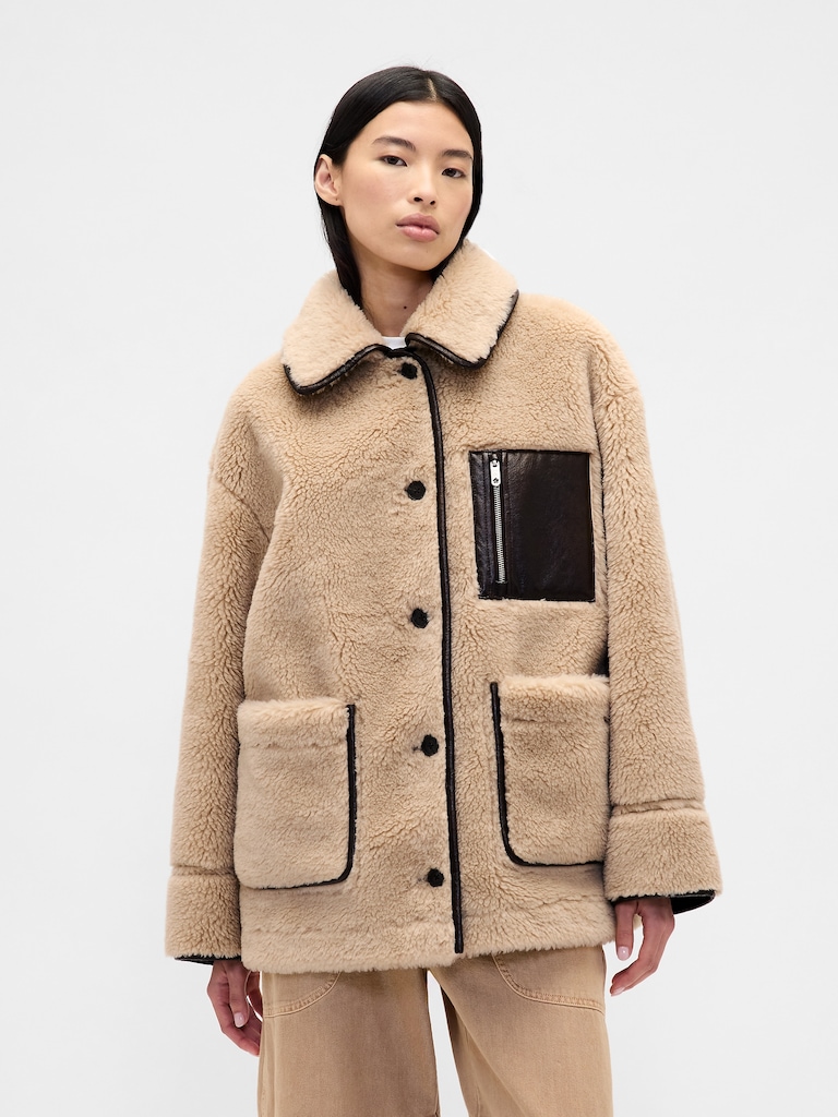 Gap × Sandy Liang Reversible Vegan Leather Sherpa Jacket