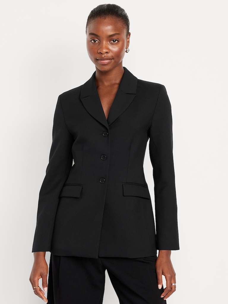 Fitted Button-Front Blazer