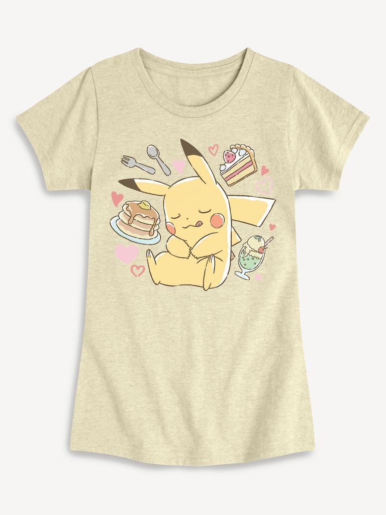 Pokemon Pikachu Dessert Fitted Short Sleeve T-Shirt For Girls
