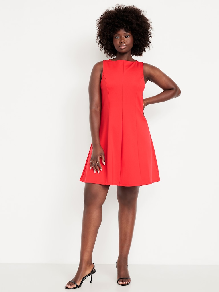 Sleeveless Ponte-Knit Mini Swing Dress