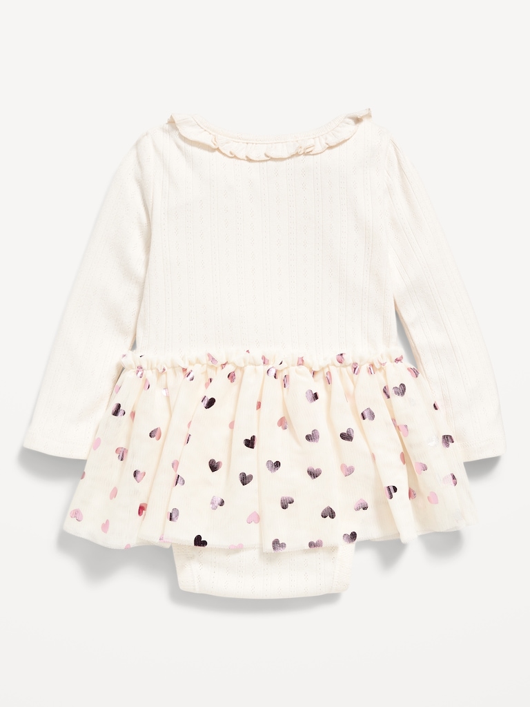 Long-Sleeve Ribbed Bodysuit Tutu Dress for Baby