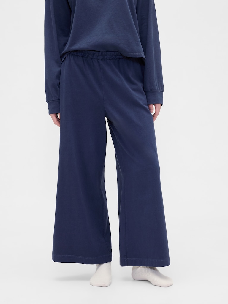 Heavyweight Pull-On Wide-Leg Crop Pants