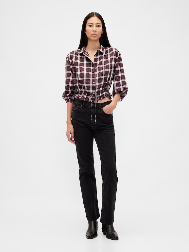 Flannel Tie-Waist Top