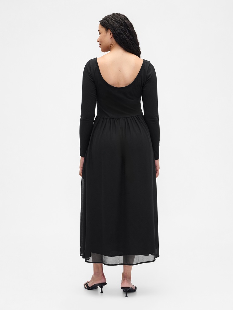 Recycled Chiffon-Trim Midi Dress