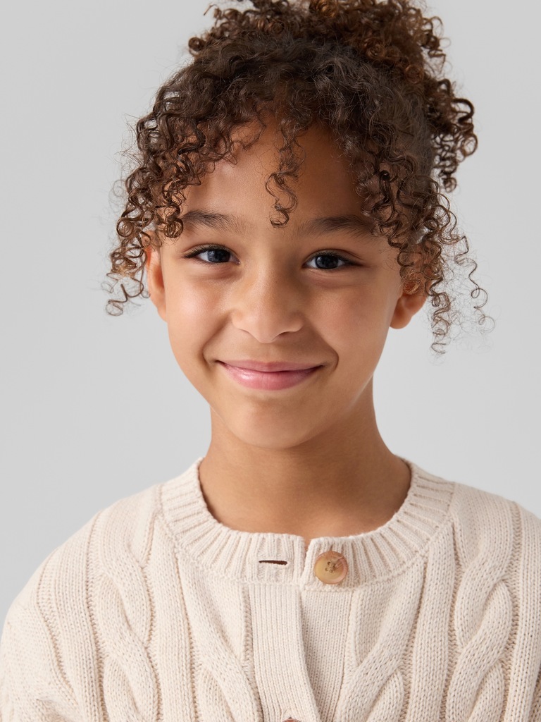 Kids Relaxed Cable-Knit Crewneck Cardigan