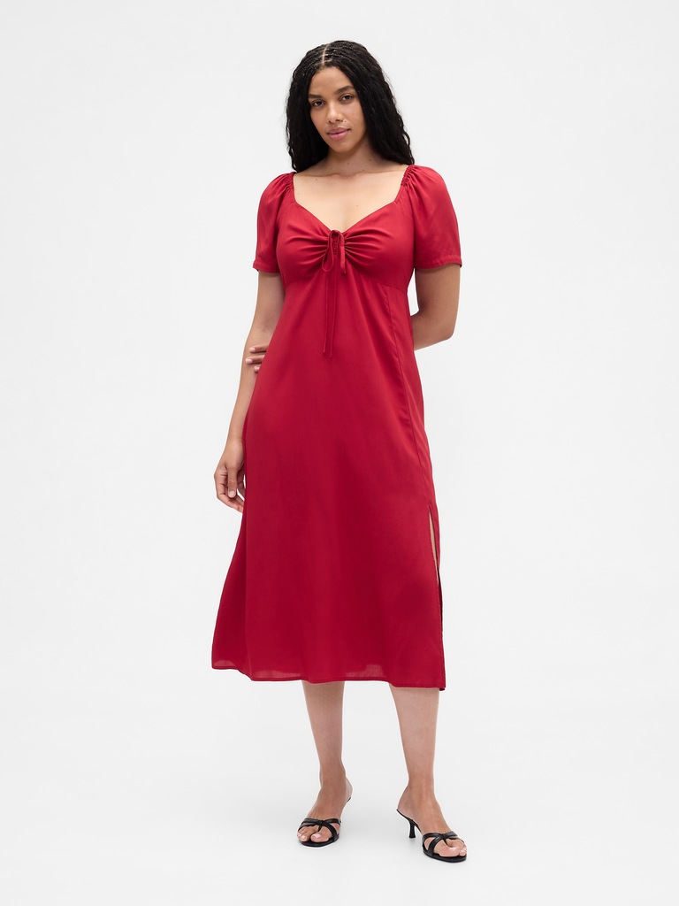Puff Sleeve Midi Dress
