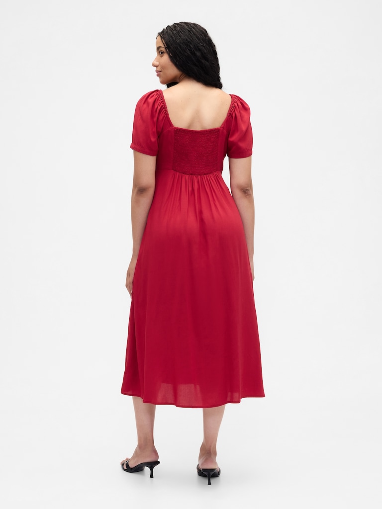 Puff Sleeve Midi Dress