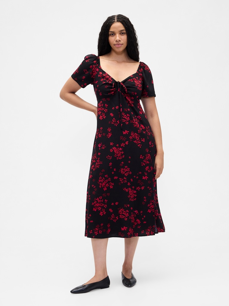 Puff Sleeve Midi Dress