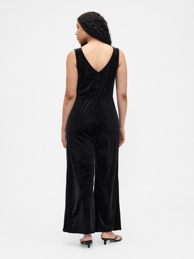 Recycled Velour Wide-Leg Jumpsuit