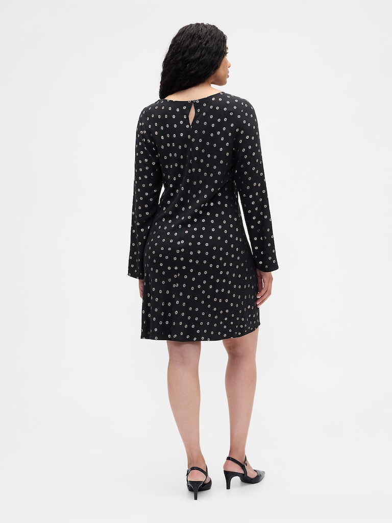 Satin Boatneck Mini Dress