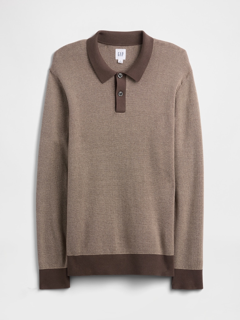 Relaxed Textured Polo Sweater Shirt