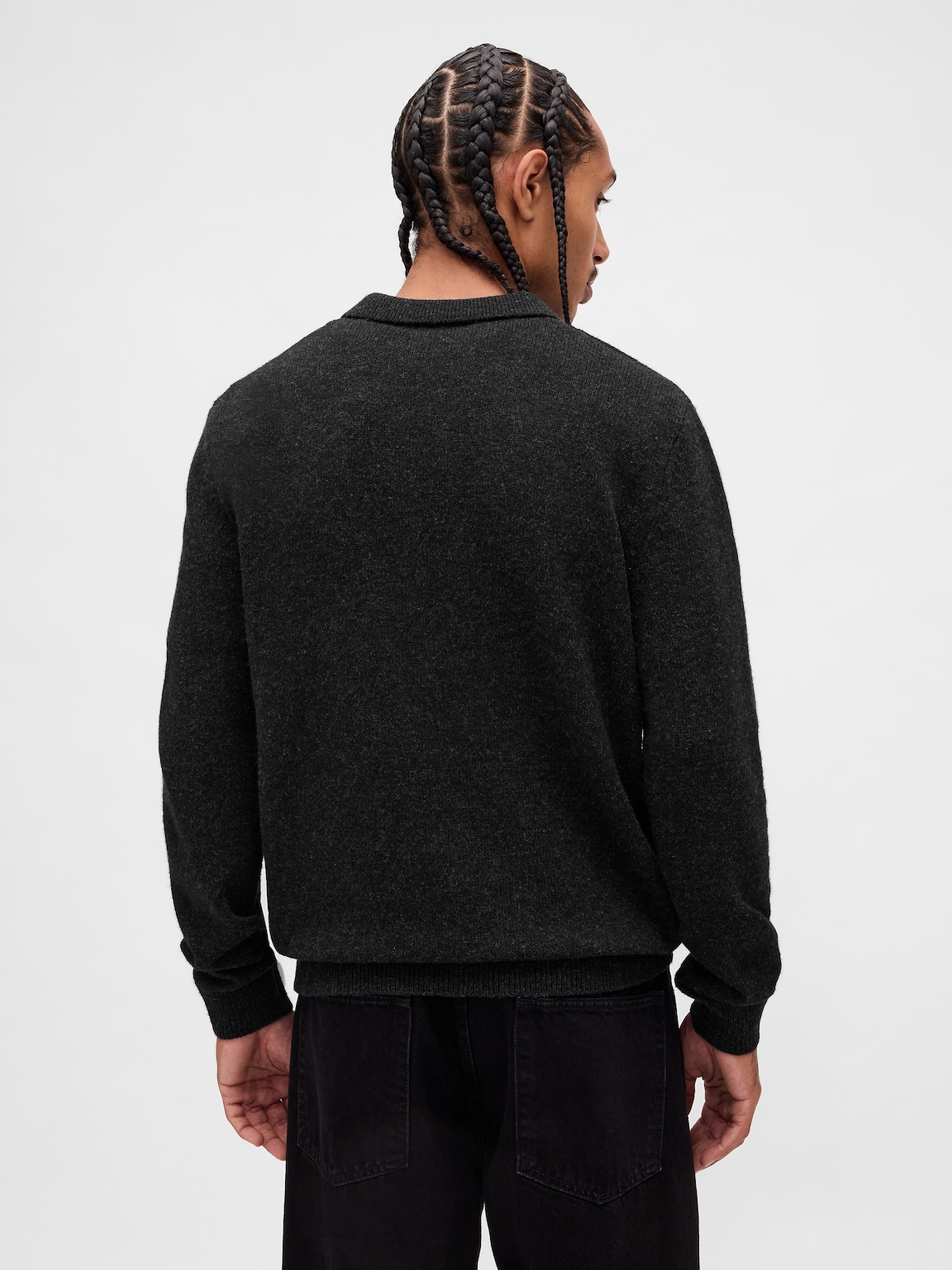 Merino Wool-Blend Polo Sweater