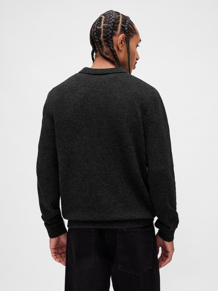 Merino Wool-Blend Polo Sweater