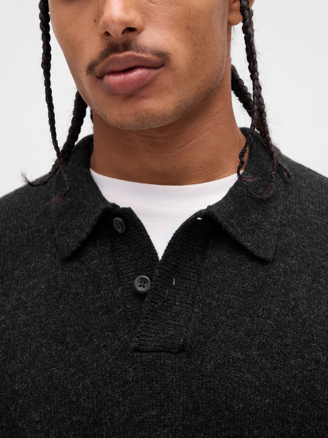 Merino Wool-Blend Polo Sweater