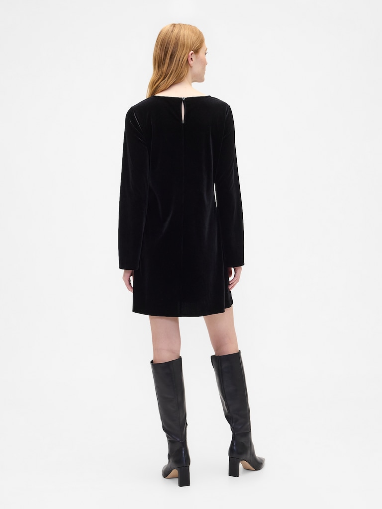 Satin Boatneck Mini Dress