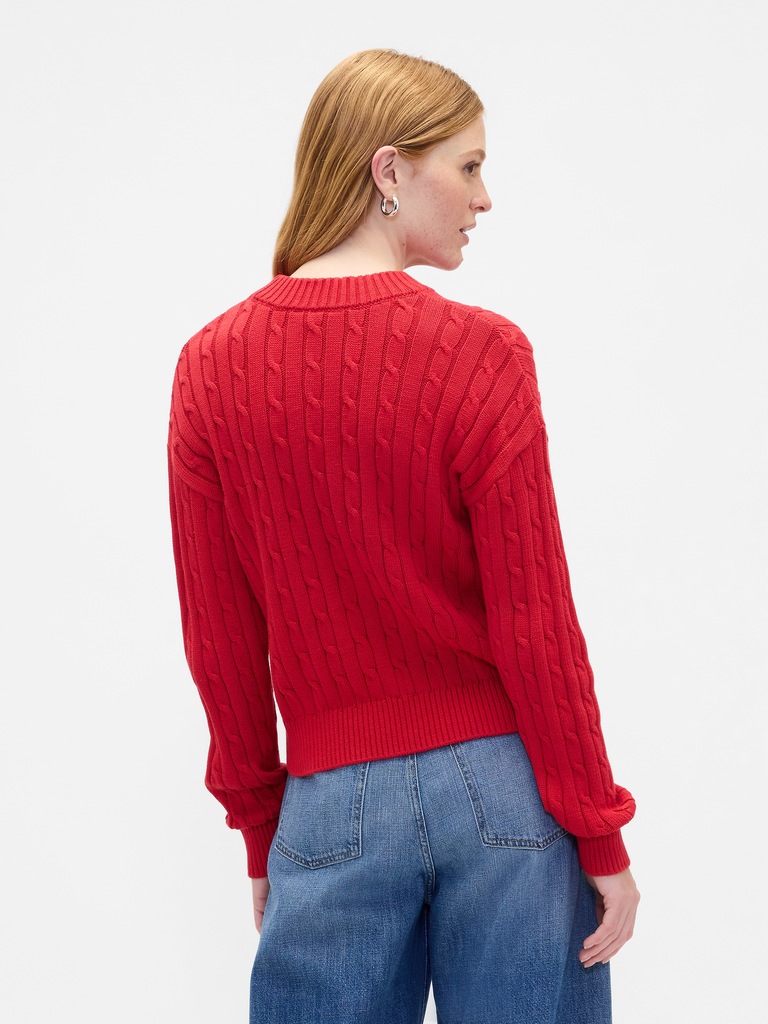 Relaxed Cable-Knit Crewneck Sweater