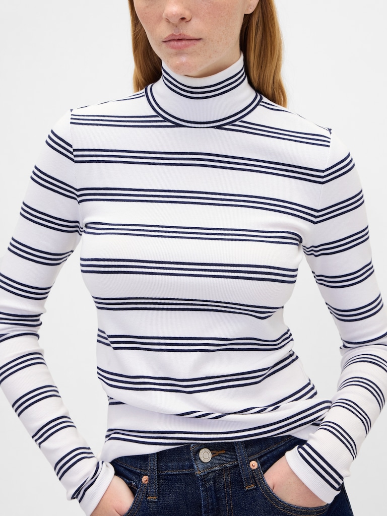 Ribbed Turtleneck T-Shirt