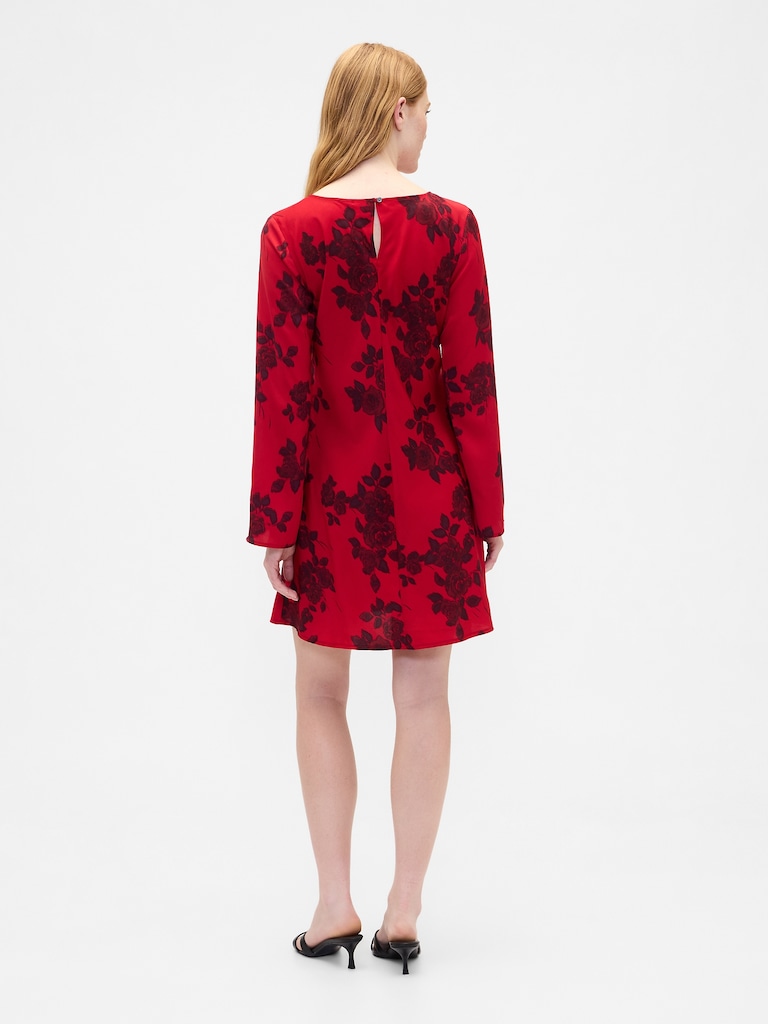 Satin Boatneck Mini Dress