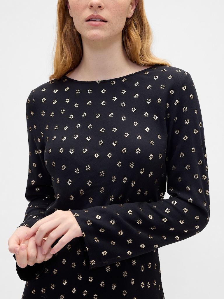 Satin Boatneck Mini Dress