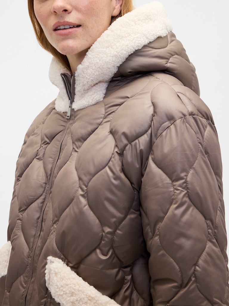 100% Recycled Relaxed Sherpa-Trim Jacket