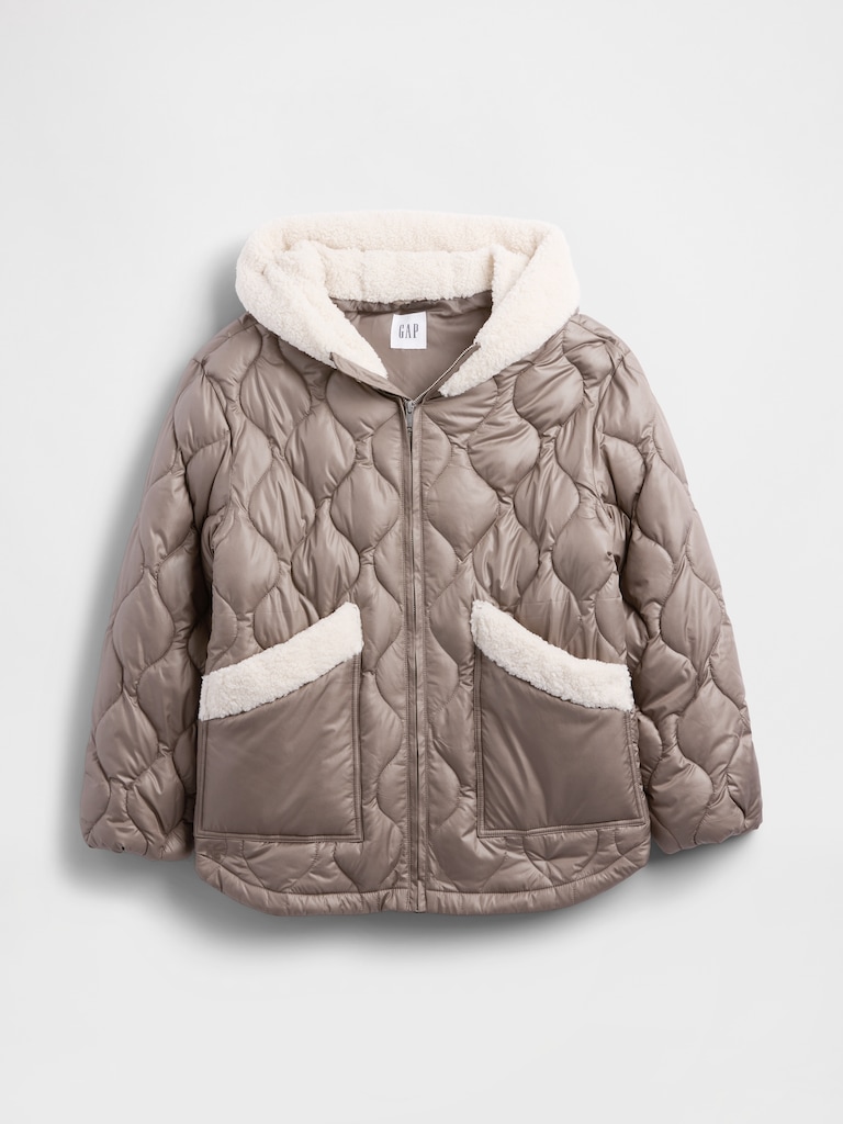 100% Recycled Relaxed Sherpa-Trim Jacket