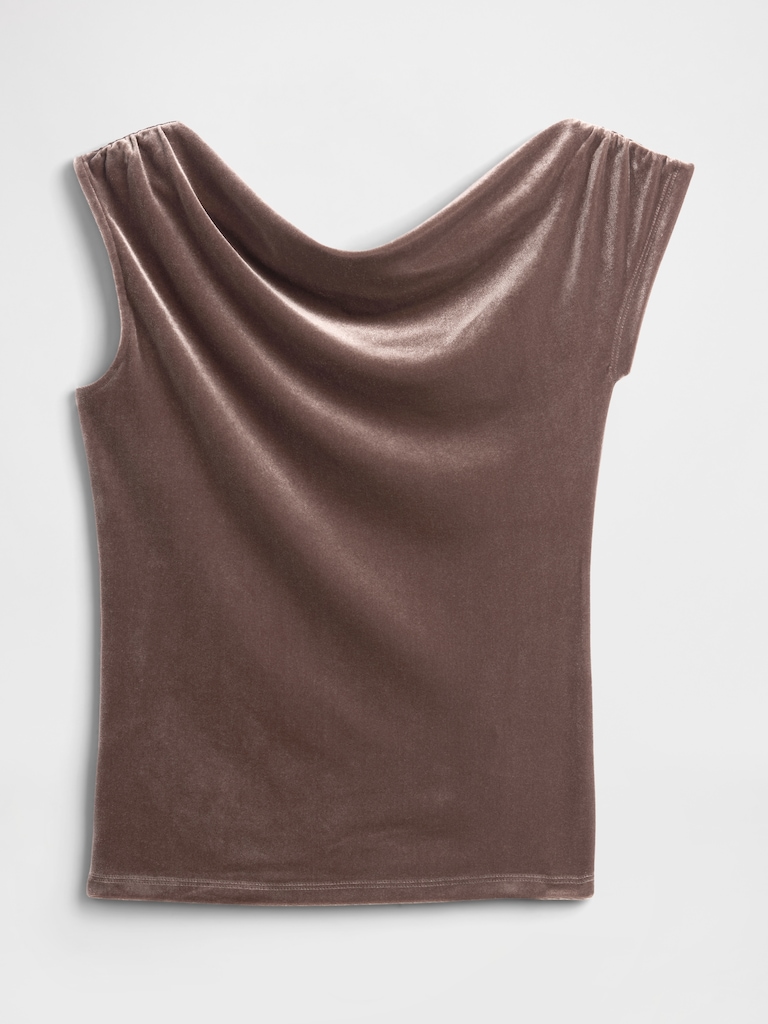 Velour One-Shoulder Top