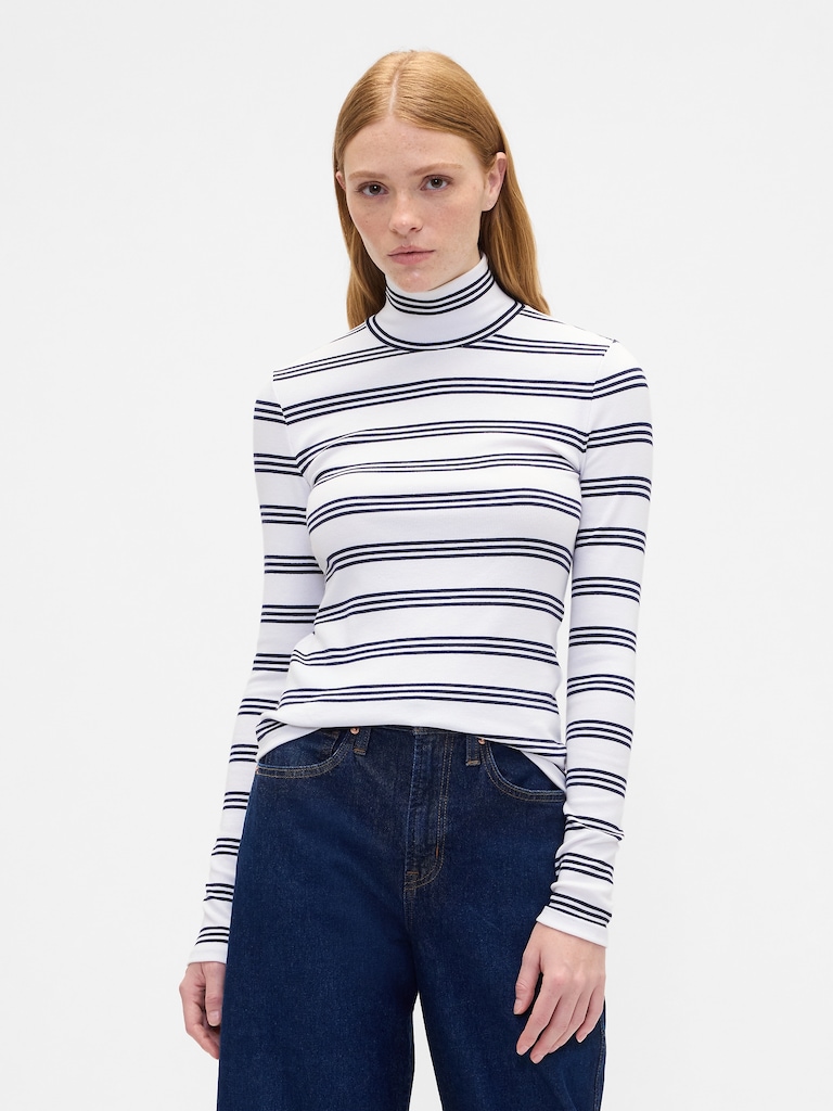 Ribbed Turtleneck T-Shirt